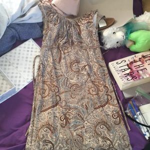 Up to knee cute beige patterned dress